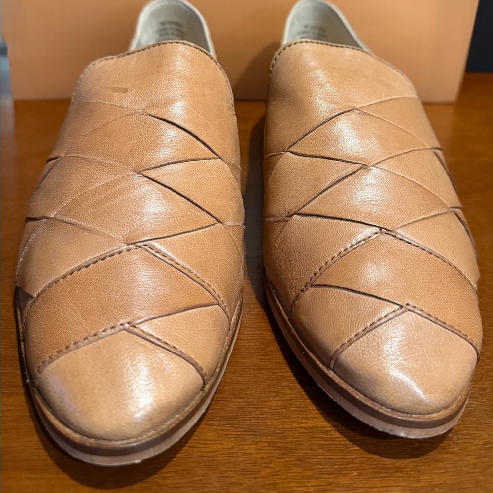 Women's Tan Leather Slip-On Shoes